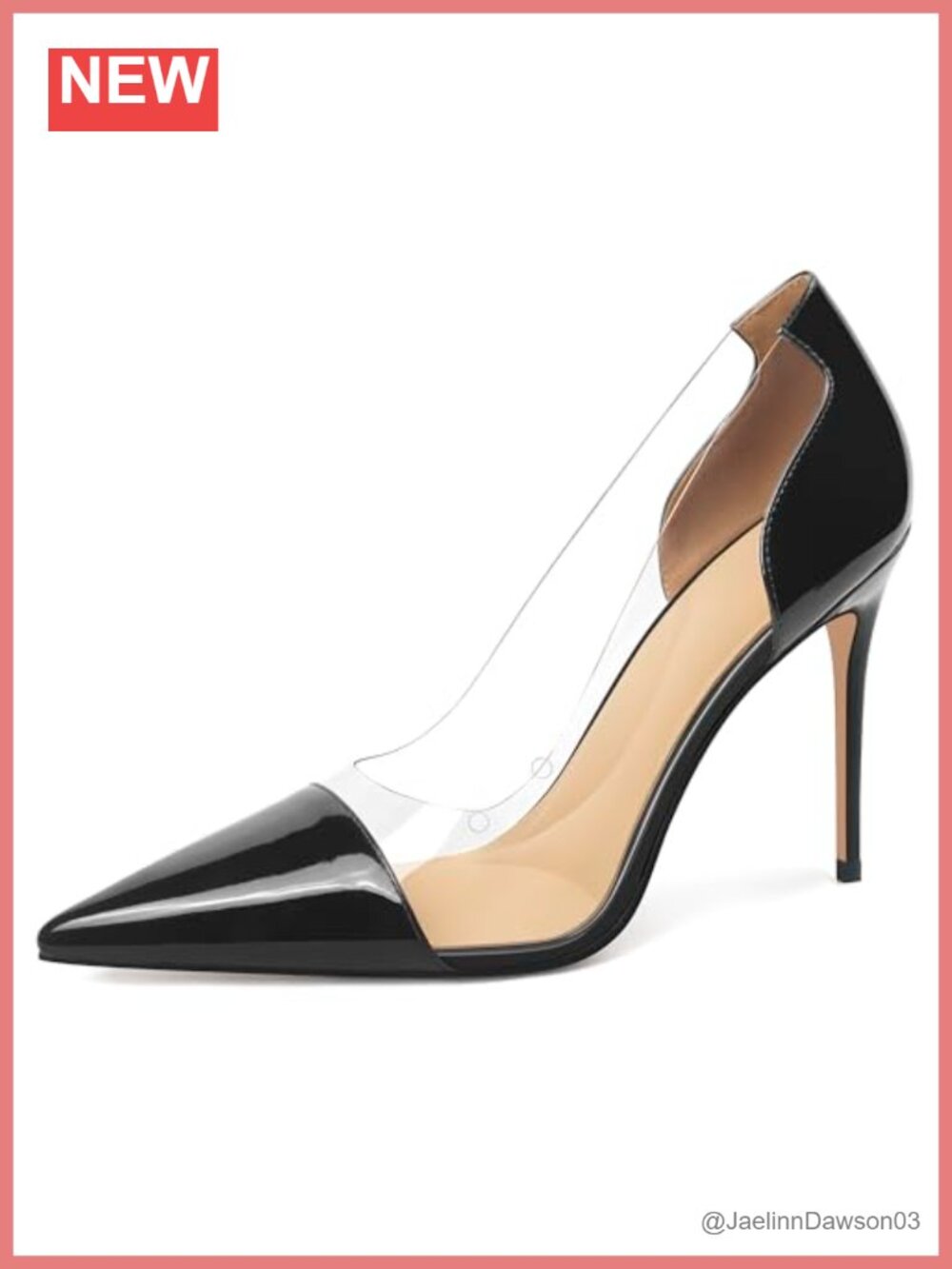 Transparent Clear Heels Pointed Toe Stiletto Pumps 4 Inch Slip On Dress Shoes